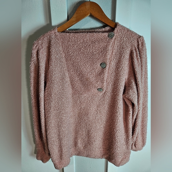 Adrienne Vittadini Pink Bouclé Knit Pullover Sweater Size L - Picture 1 of 9